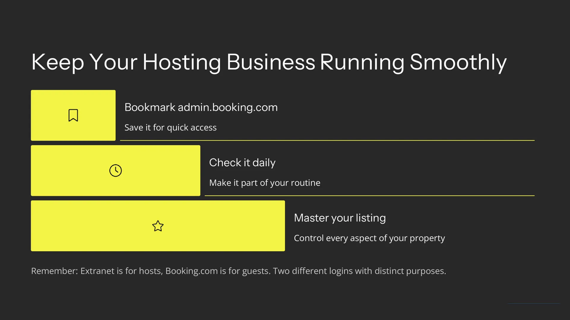 Bookmark admin.booking.com for quick Extranet access