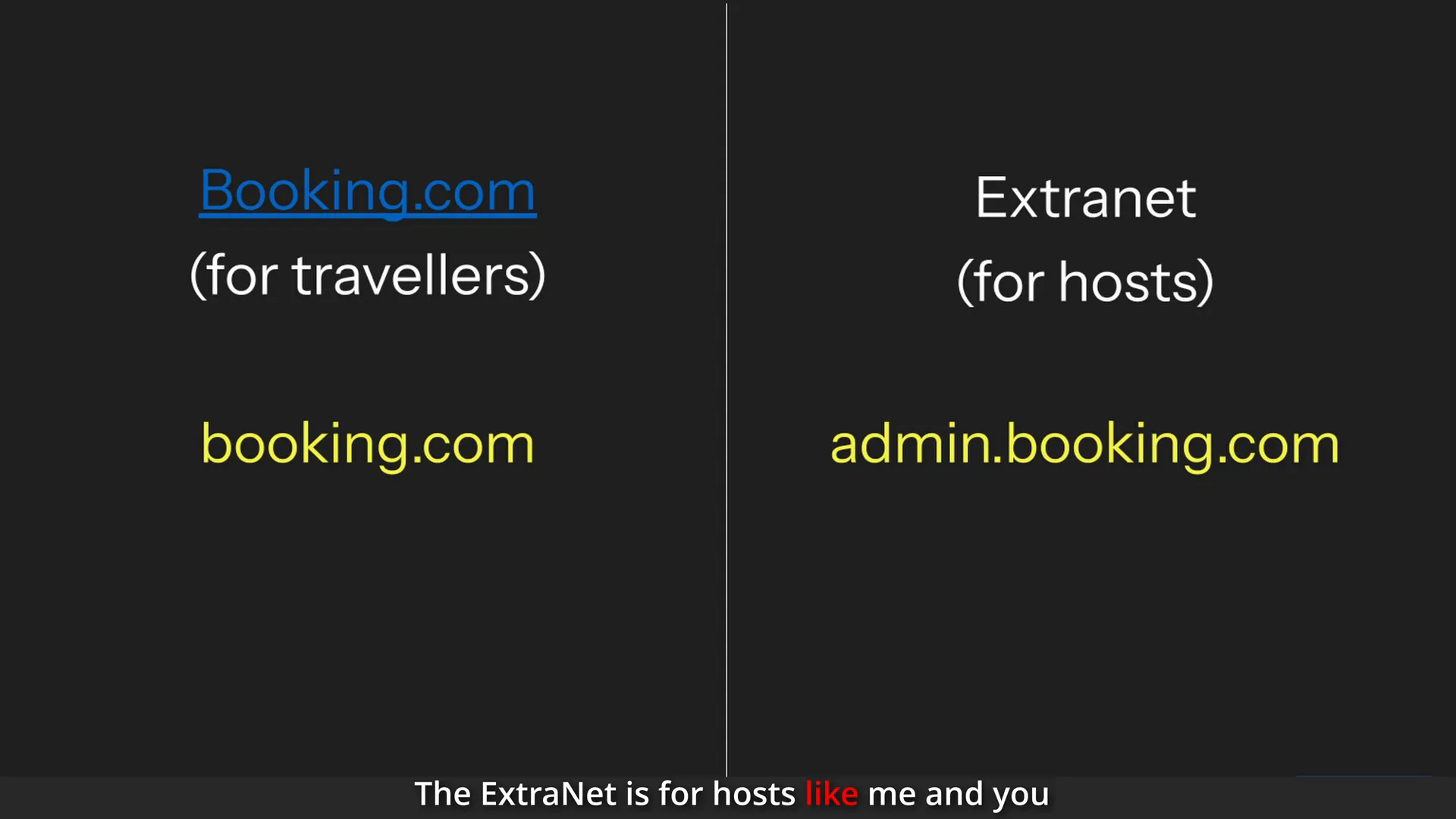 Difference between Booking.com guest site and Extranet