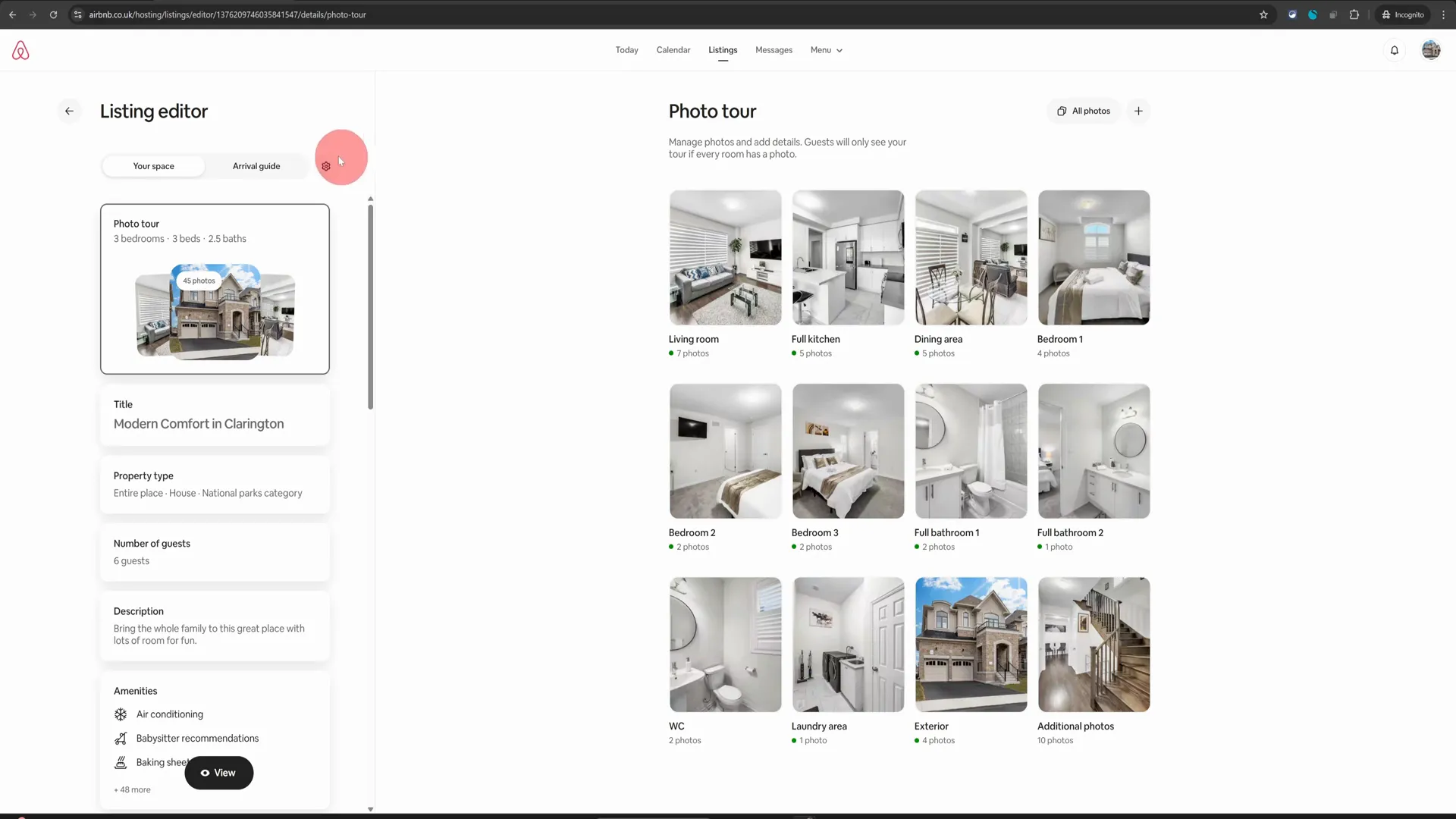 Cog wheel icon in listing editor