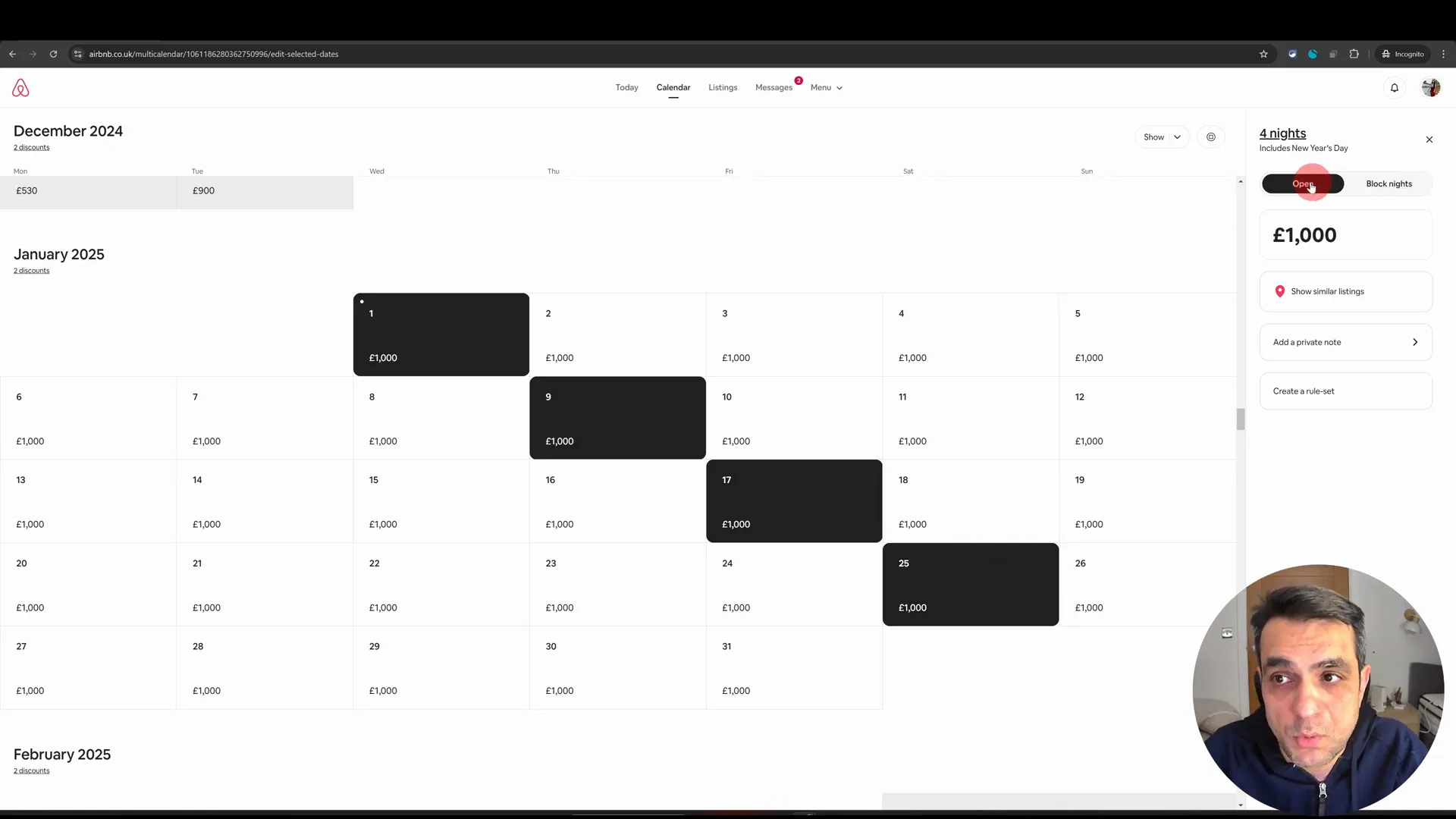 Blocking specific dates on Airbnb