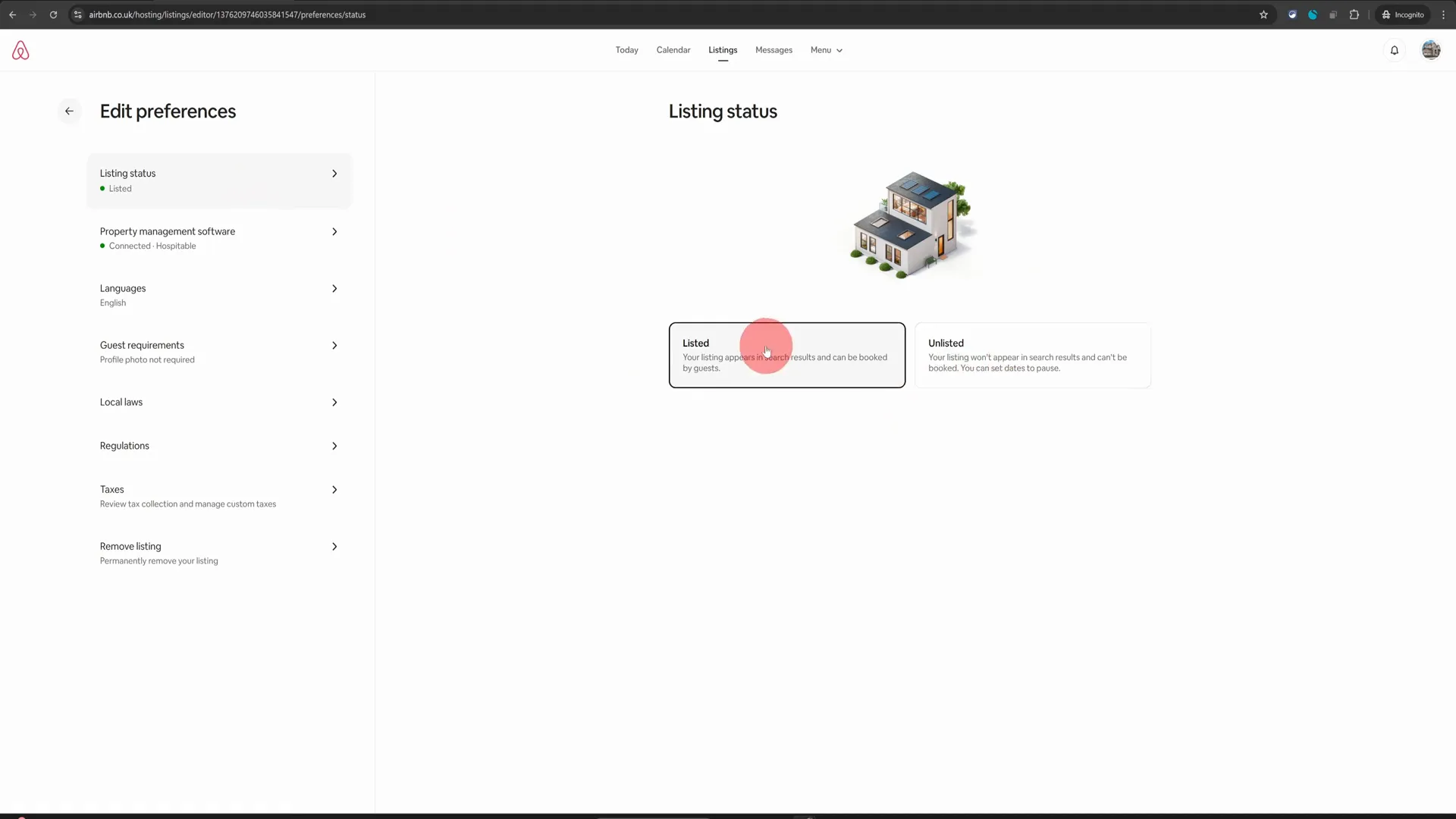 Listing status options