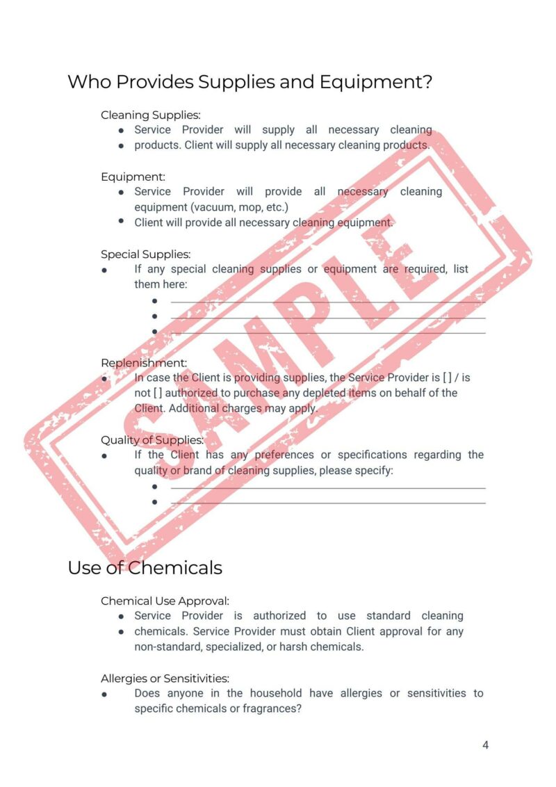 Professional Residential Property Cleaning Service Agreement Template - Contract for Cleaners and Clients Airbnb Vrbo Booking.com Hosts - Image 7