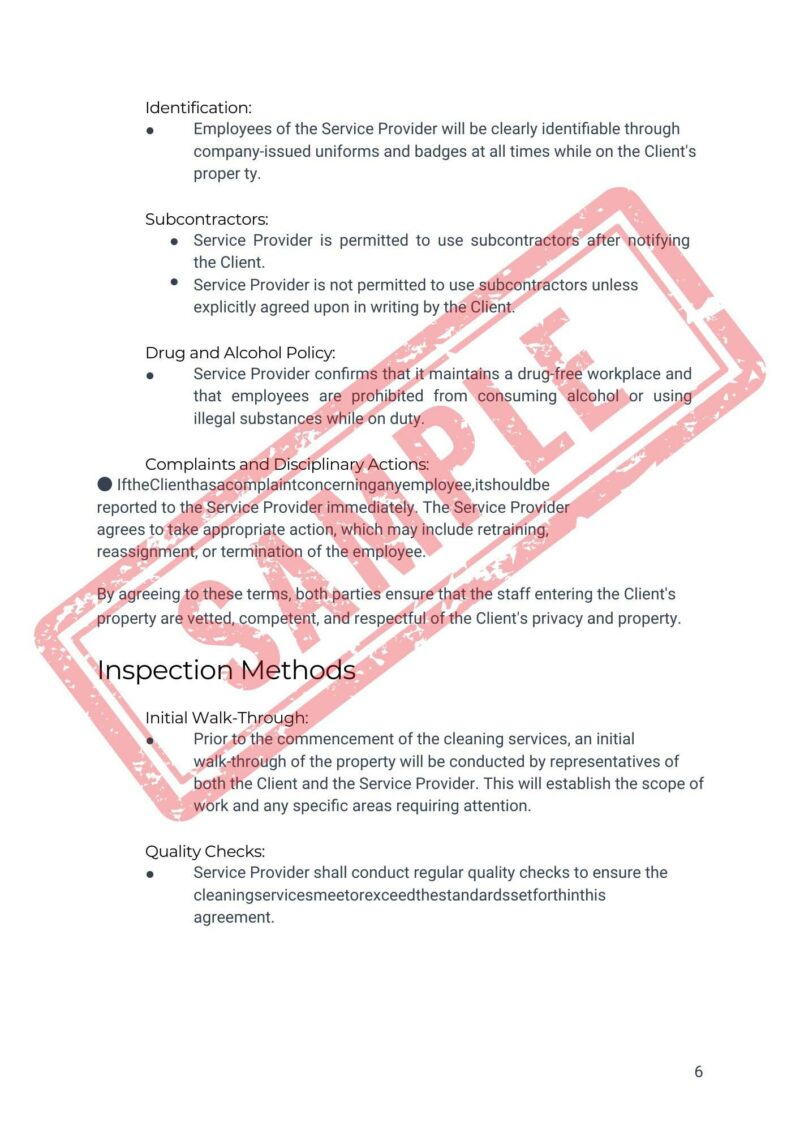 Professional Residential Property Cleaning Service Agreement Template - Contract for Cleaners and Clients Airbnb Vrbo Booking.com Hosts - Image 8