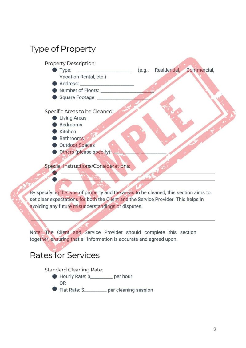 Professional Residential Property Cleaning Service Agreement Template - Contract for Cleaners and Clients Airbnb Vrbo Booking.com Hosts - Image 4