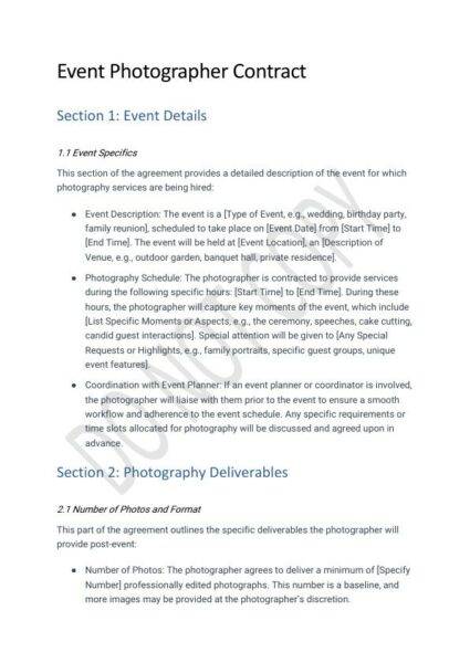 Event Photographer Contract Template STR Specialist Event Photographer Contract Template STR Specialist